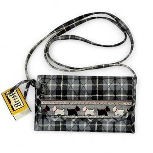 MAGGI B Scottish Terrier Dog Blue Plaid Quilted Wallet NWT